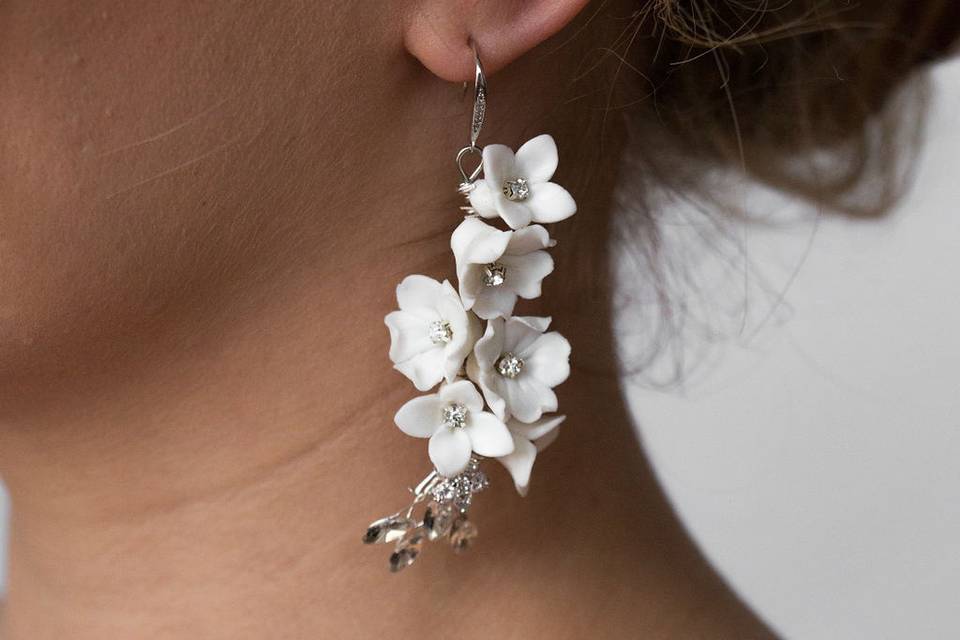 Clay flower statement earrings