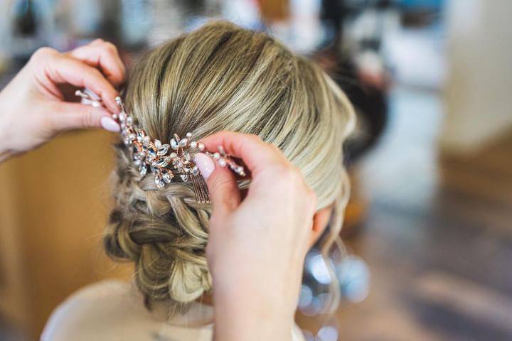 Rose gold bridal comb