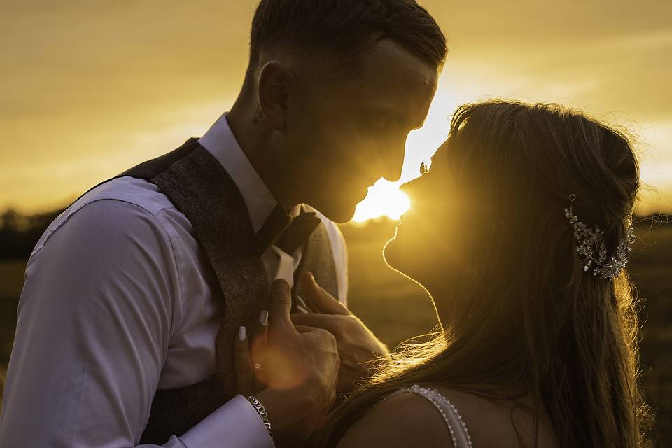 Sunset and close up of couple