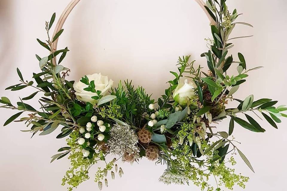Hoop floral arrangement