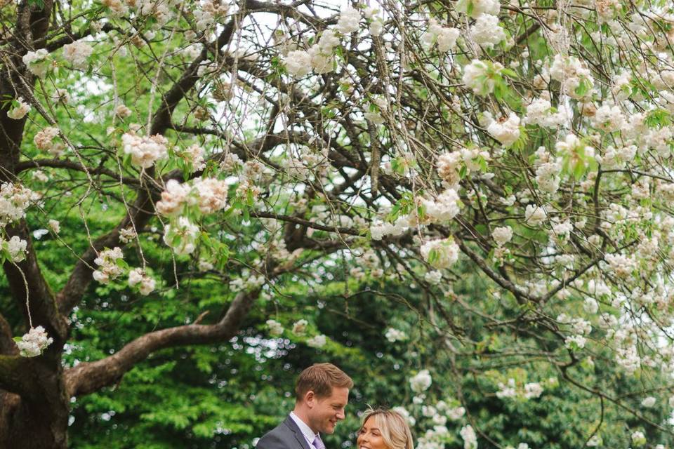 Bride and groom blossoms