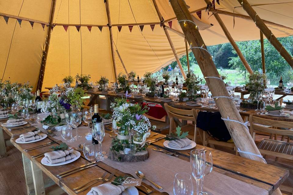 Tipi ready for guests to arriv