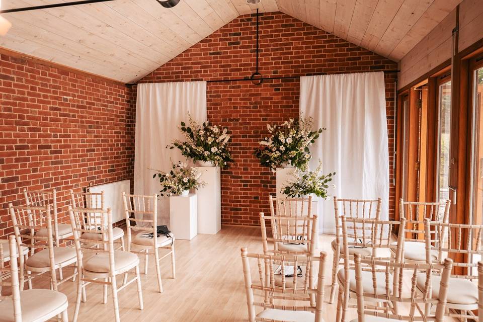 Ceremony area in The Barn