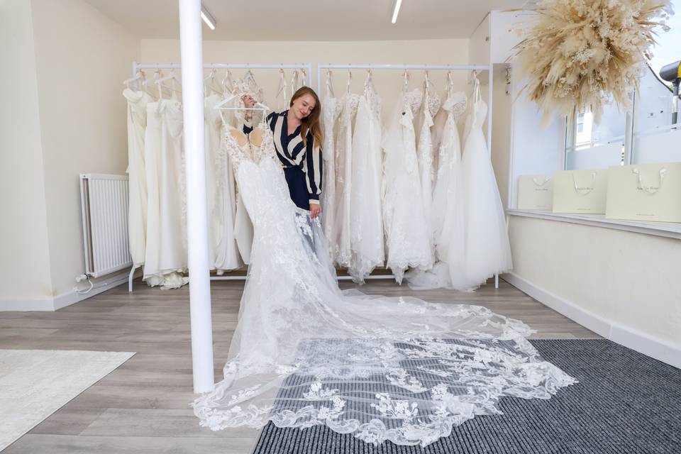 Long lace wedding dress