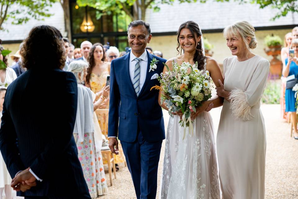 Bride walking down aisle