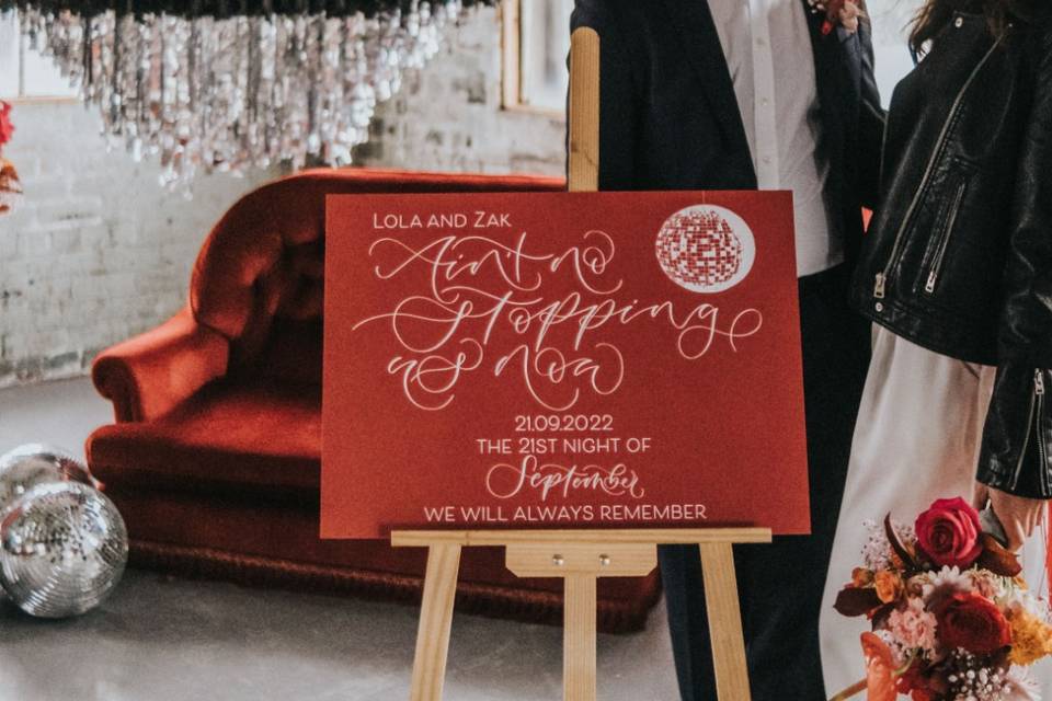 Calligraphy wedding sign