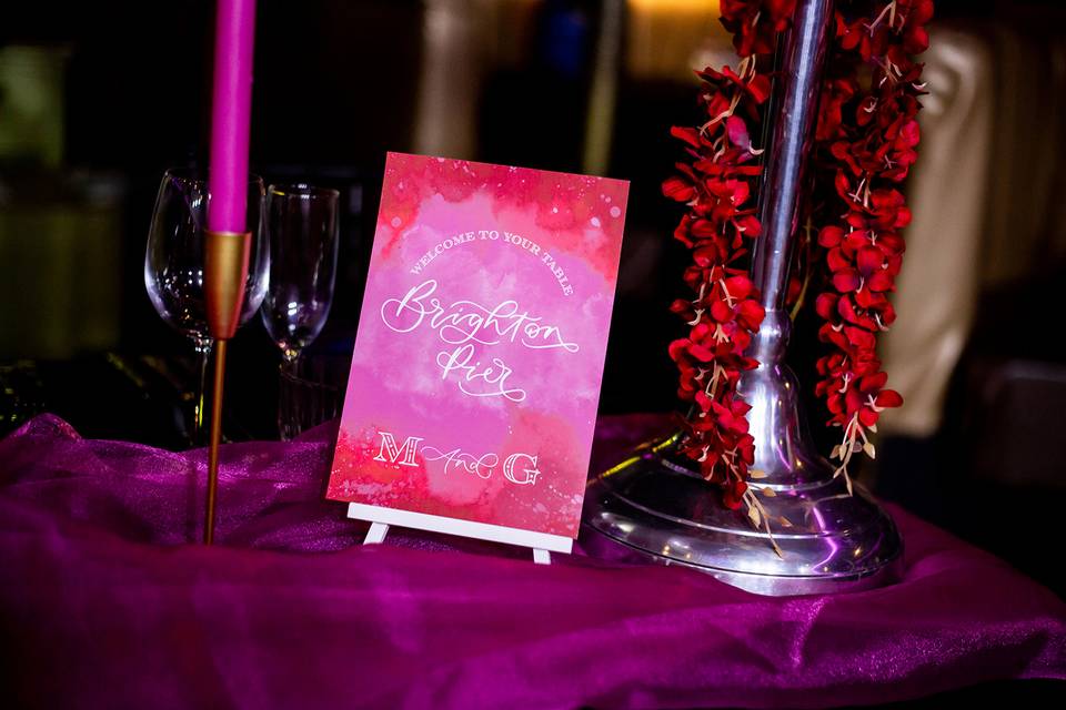 Hot pink table name