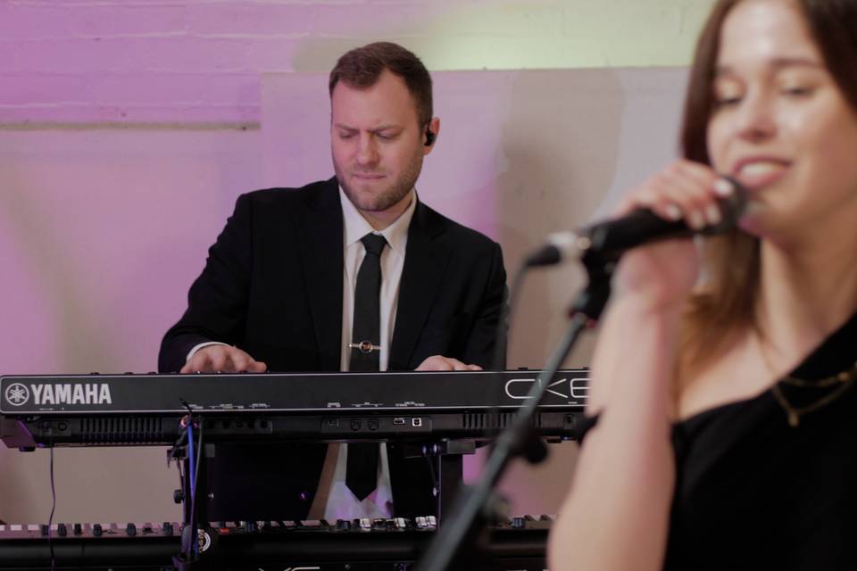 Chris on keys with the band