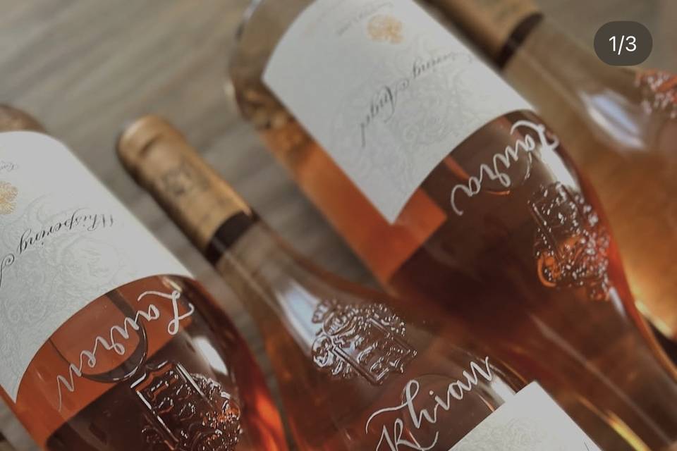 Hand engraved wine bottles