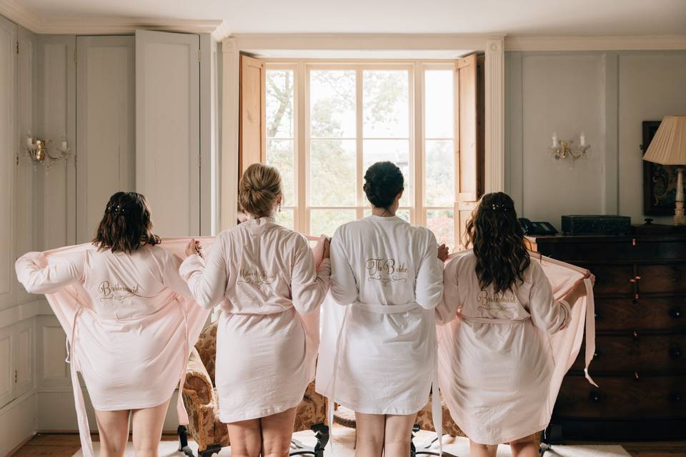 The bride and her bridesmaids