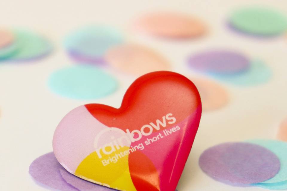 Heart-shaped pin badge