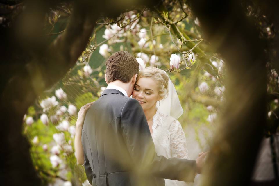 Newlyweds embrace