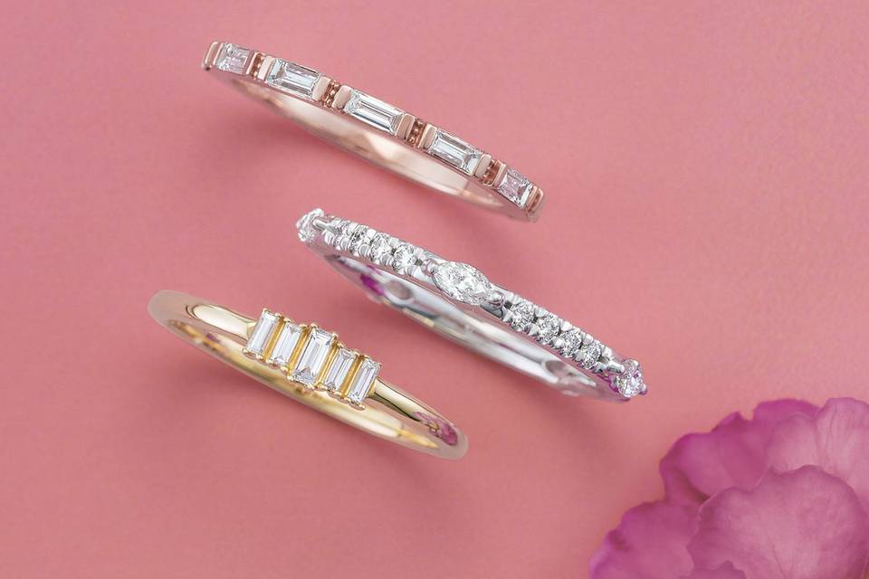 Baguette and eternity rings