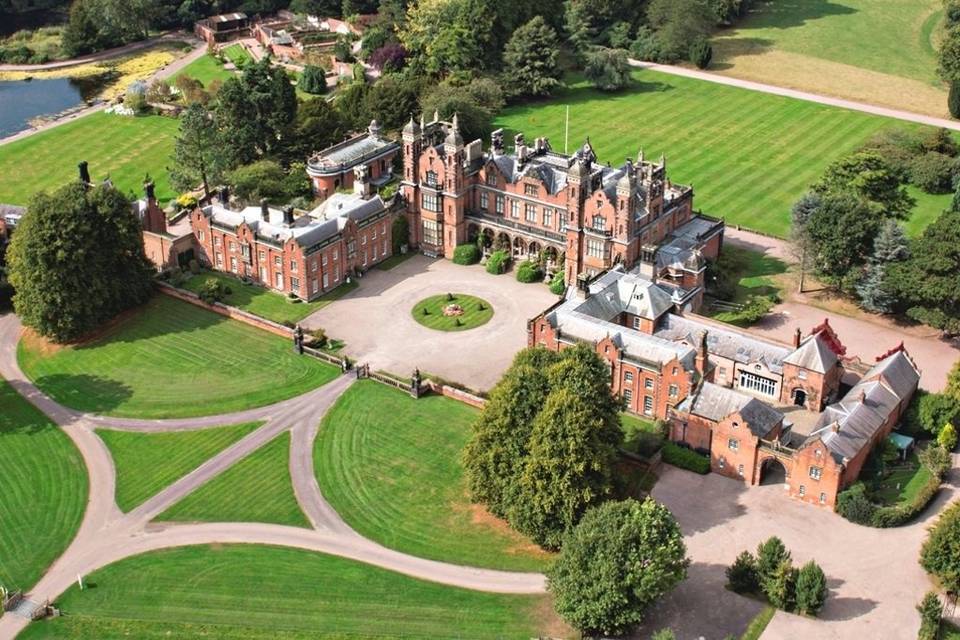 Aerial view of Capesthorne Hall