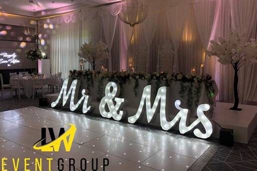 Backdrop and LED letters