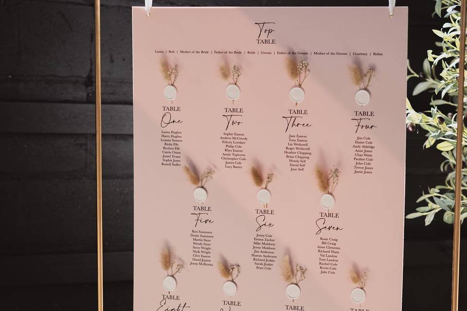 Dried Flowers Table Plan