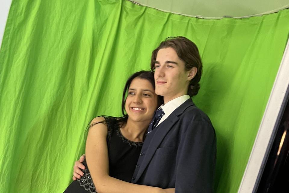 Couple in enclosed booth