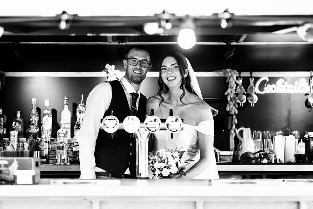 Bride and groom in the bar