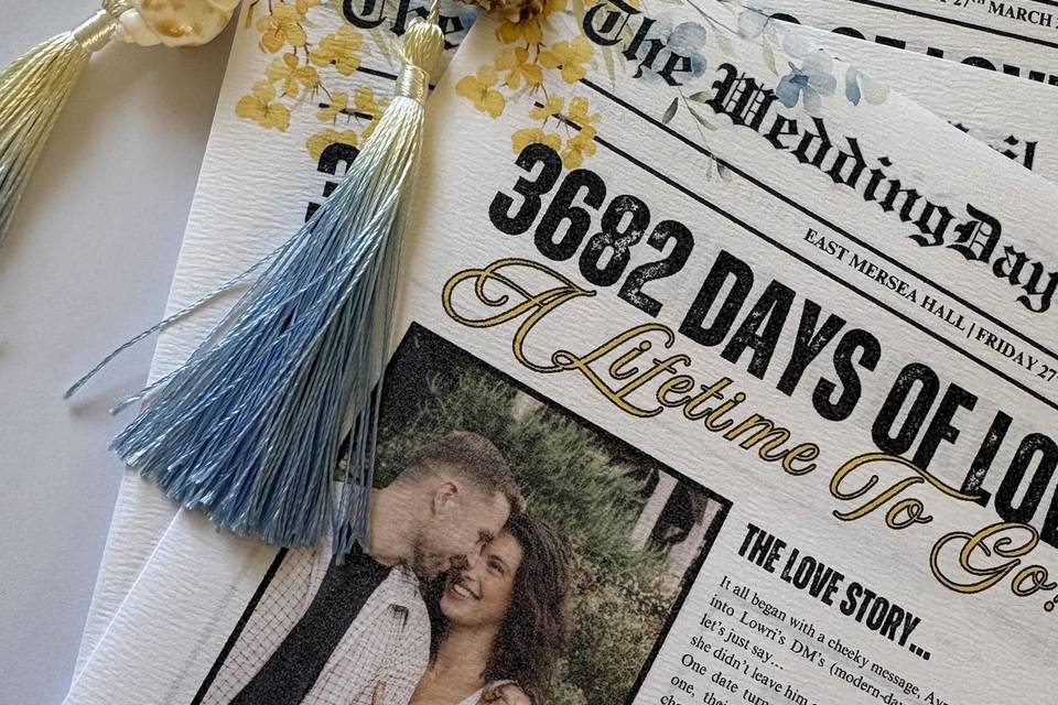 A5 Wedding Newspapers