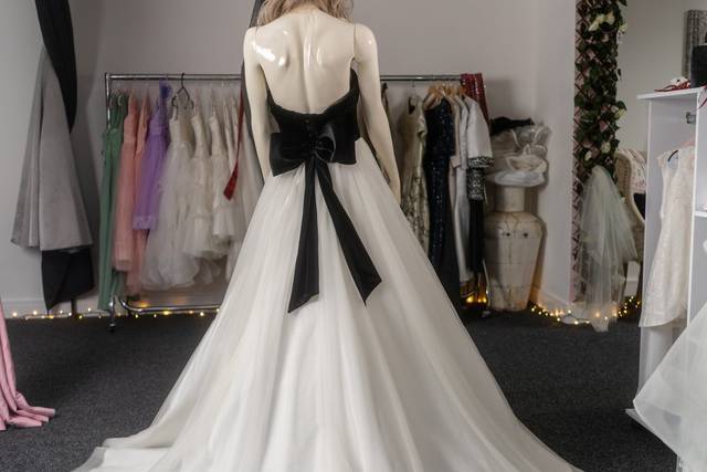 Black and white gown