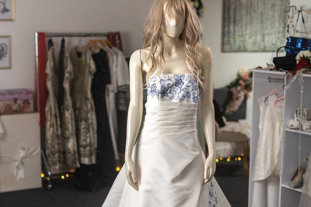 Blue embroidery gown