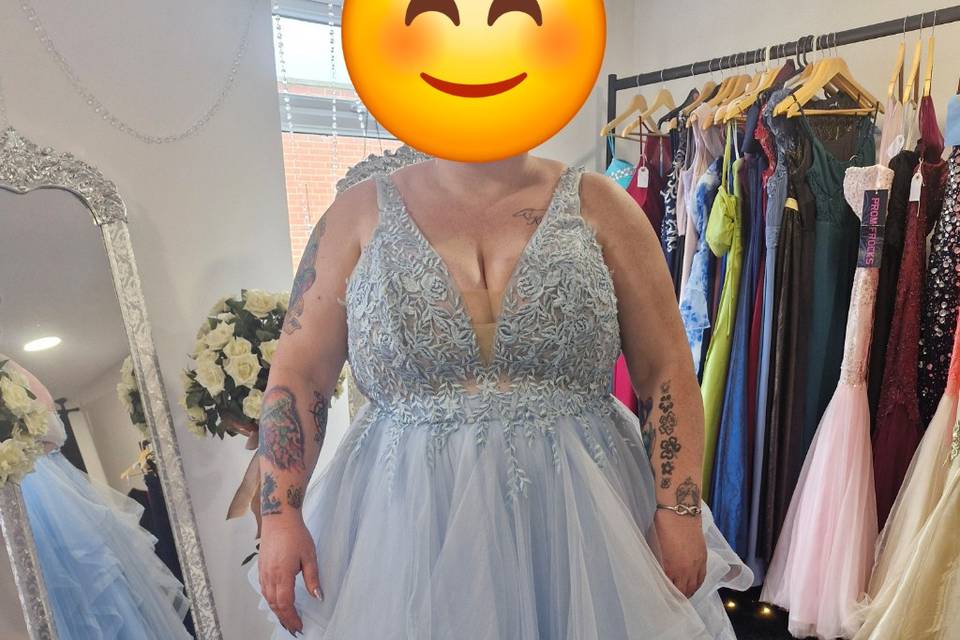 Front of blue ball gown
