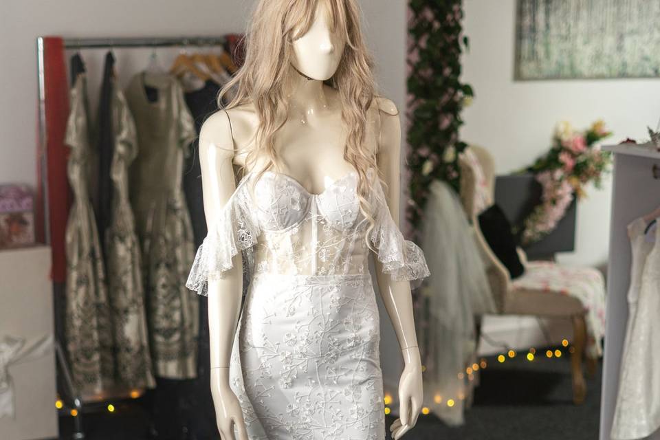 Off-shoulder gown