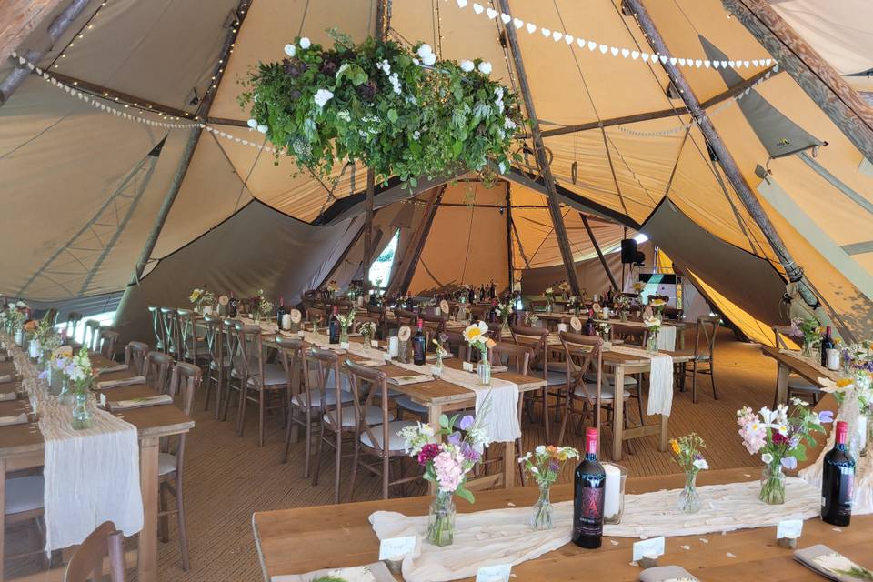 Tipi jar and hoop set up