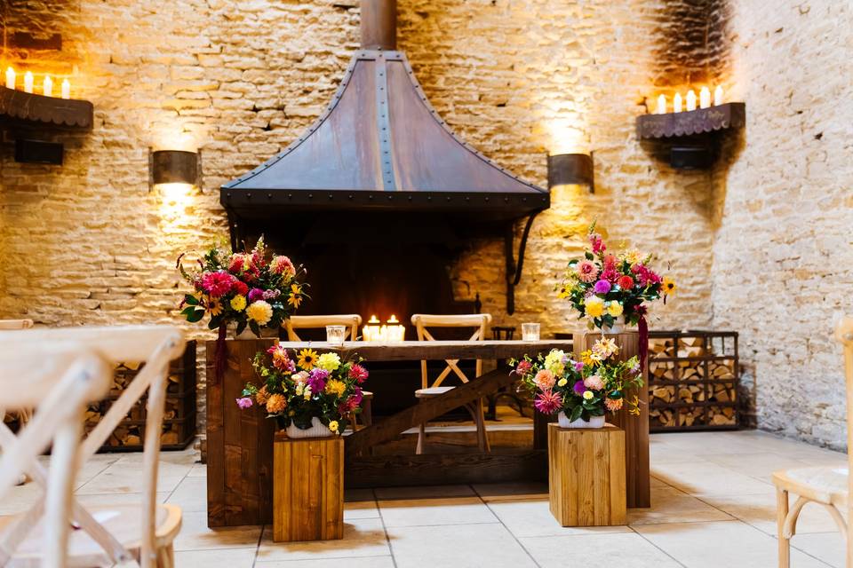 Stone barn plinth display
