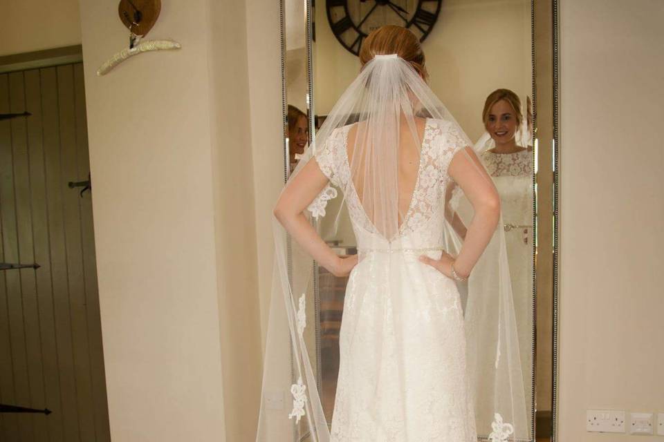 Bride with cathederal veil