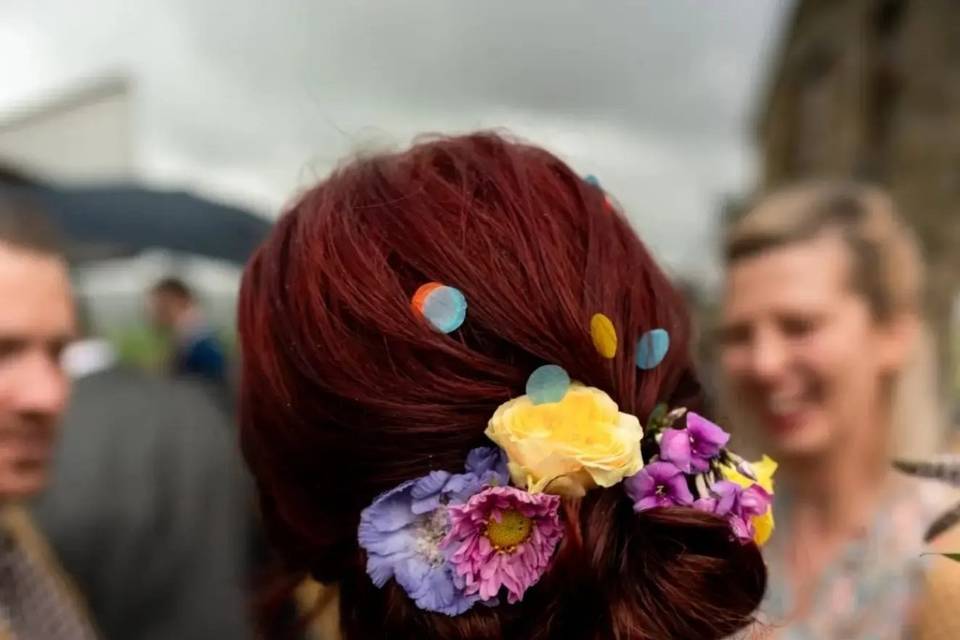 Real Flowers in Bride Hair