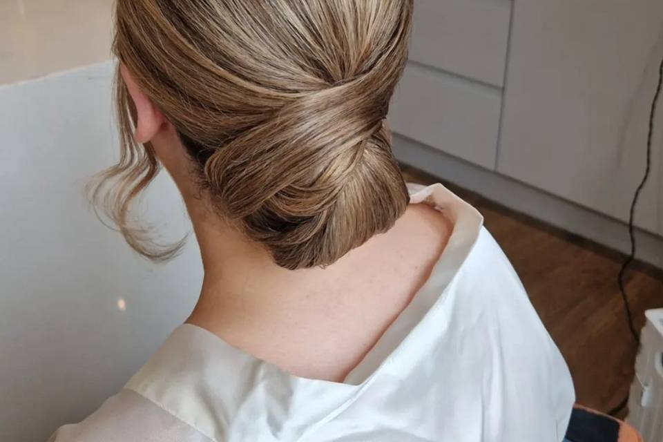 Beautiful sleek low updo