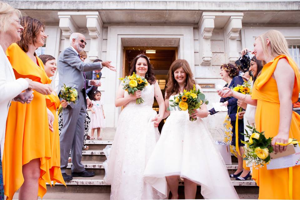 Matching bridal flowers