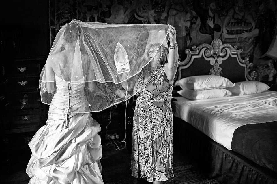 Ironing the bride