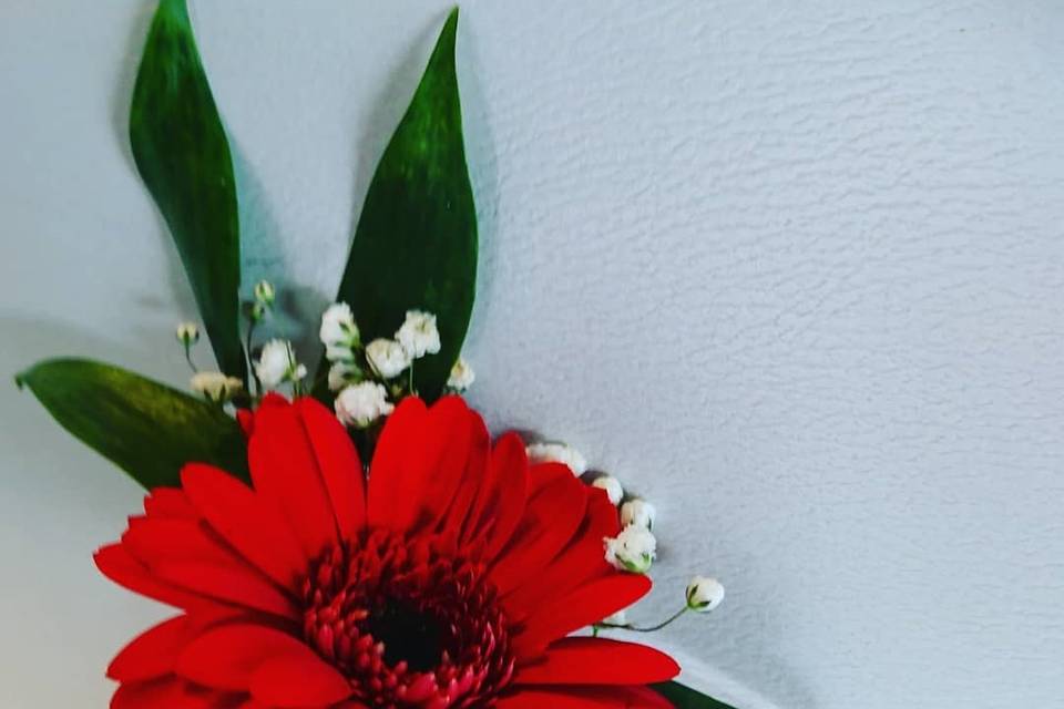 Red Gerbera buttonhole