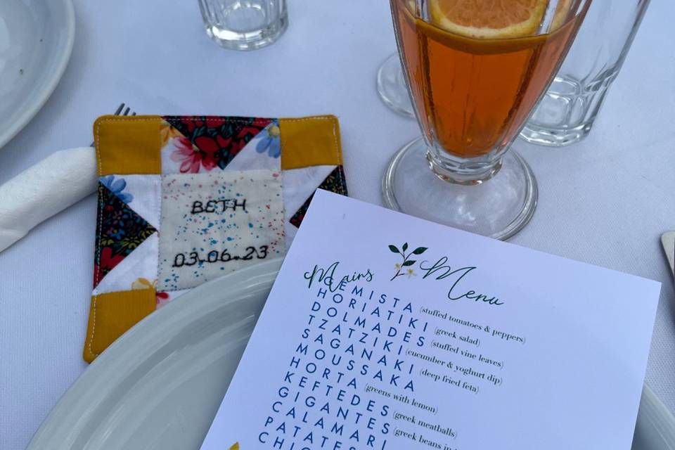 Menu cards