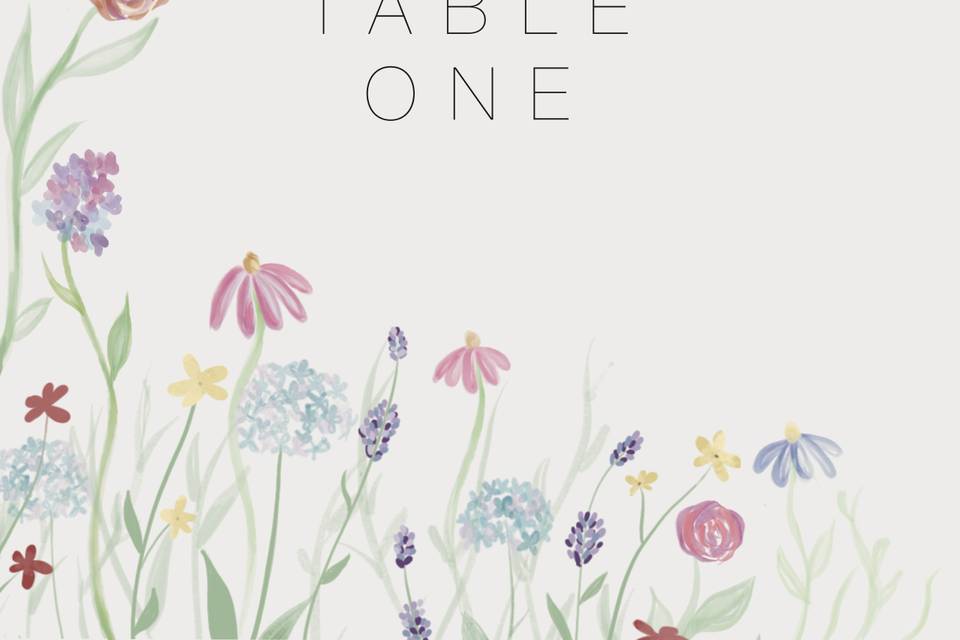 Table number - floral