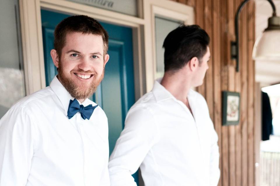 Getting ready with the groom