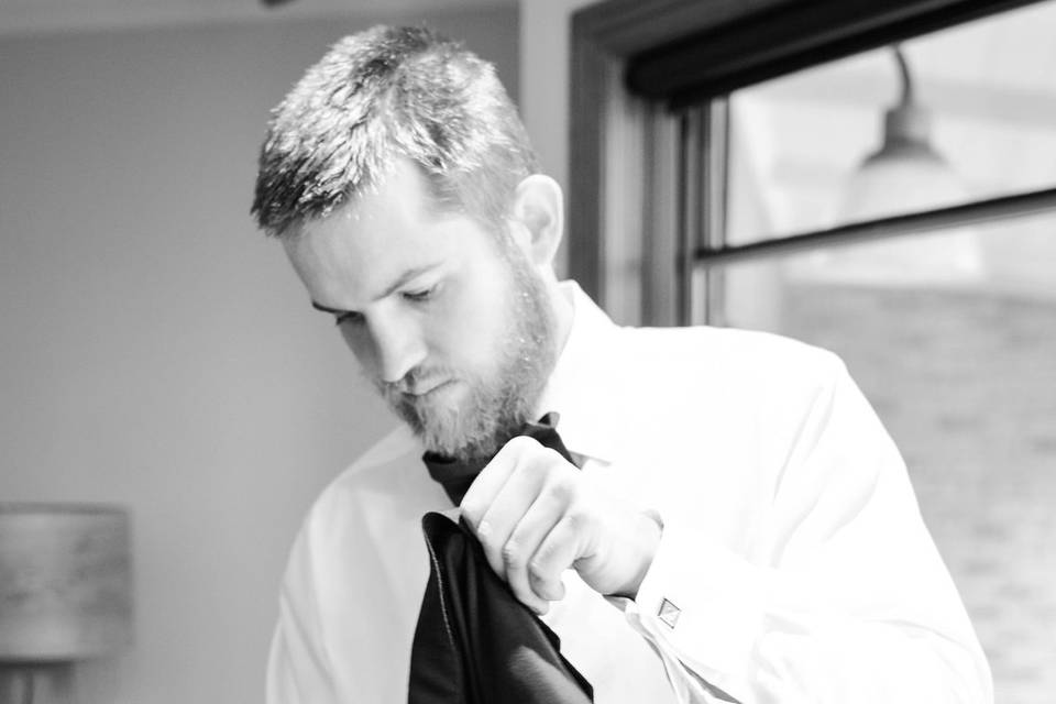 Getting ready with the groom