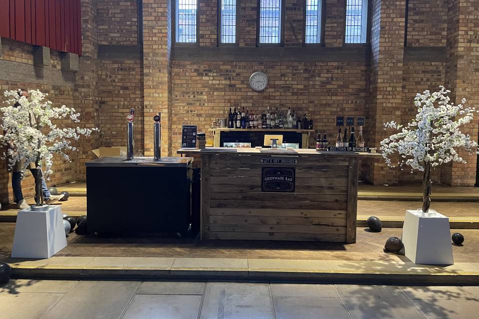 Our indoor rustic bar