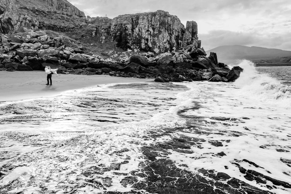 Staffin Bay wedding on drone