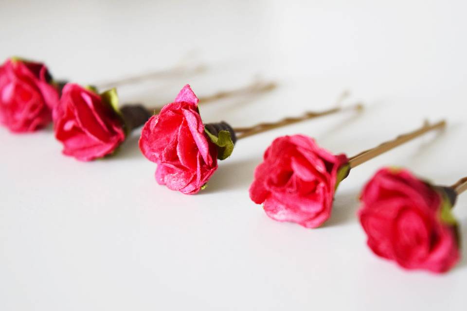 Ivory rose hair pins