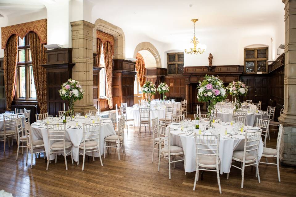 Wedding breakfast in the mansion at Woldingham School, Marden Park, Surrey