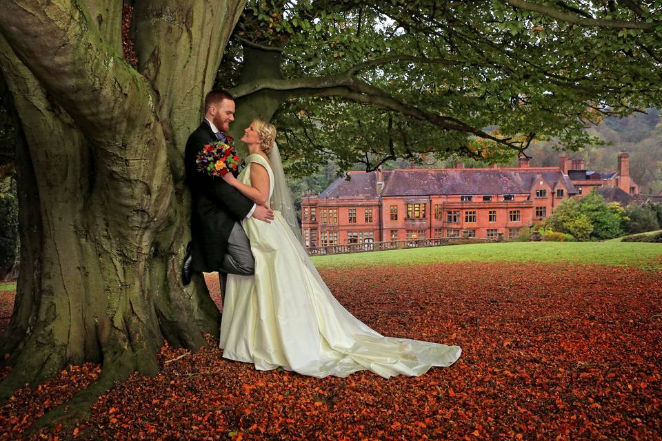 Wedding photo by Surrey Hills Photography in the gardens at Woldingham School, Marden Park, Surrey