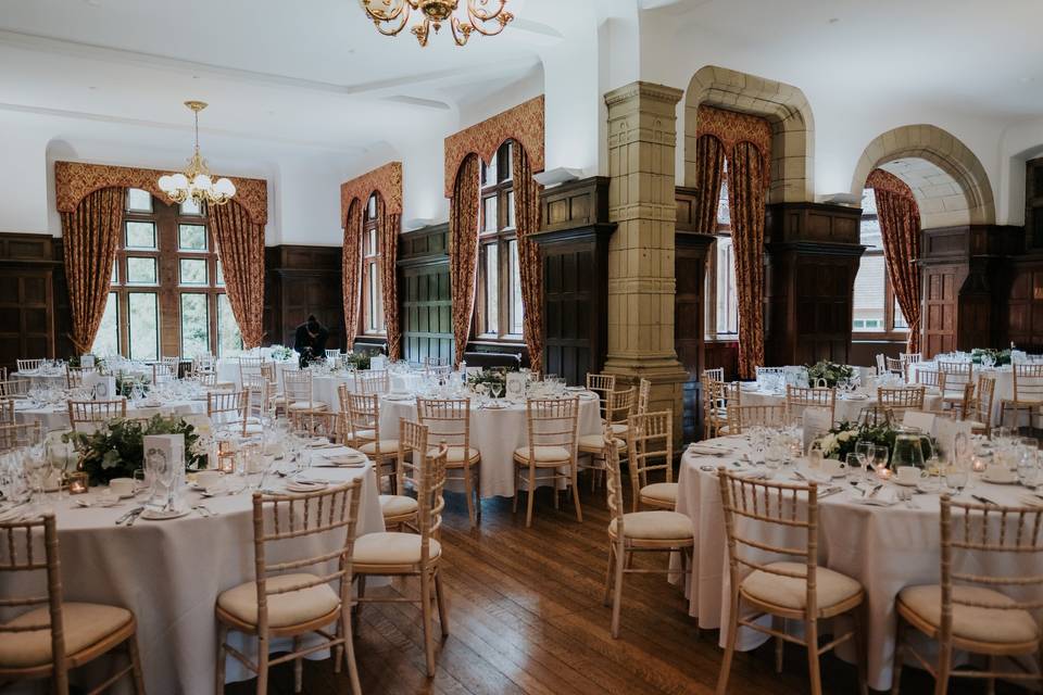 The wedding breakfast in the mansion at Woldingham School, Marden Park Surrey