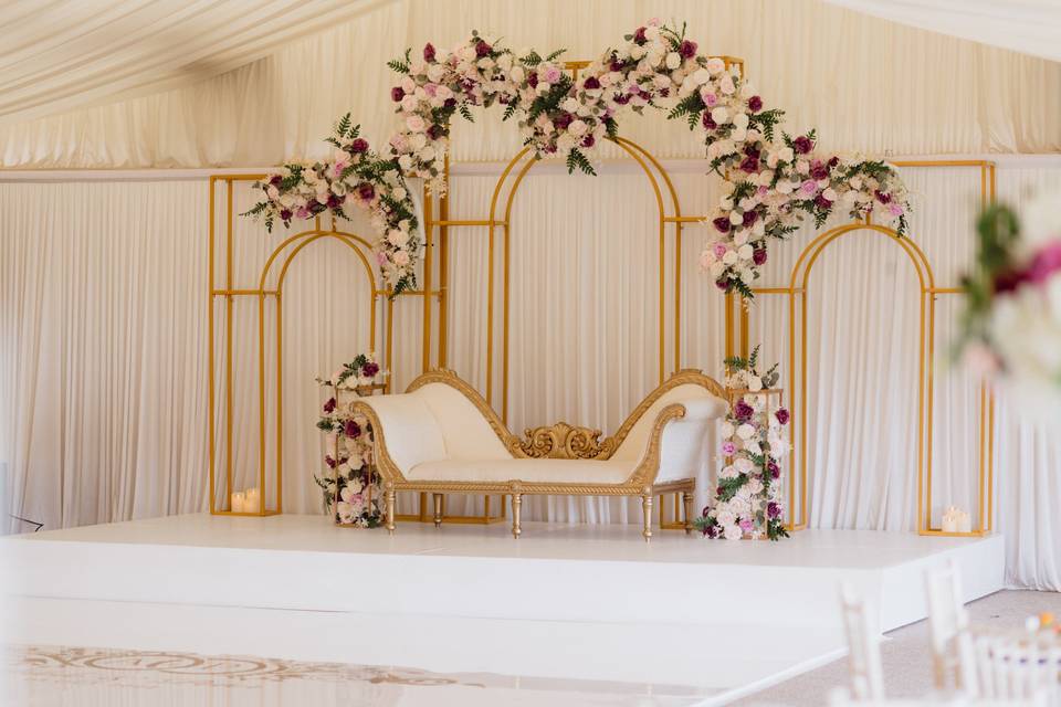 Gold Arches Wedding Stage