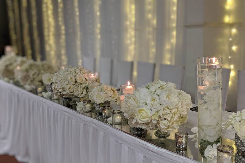 White Top Table Flowers