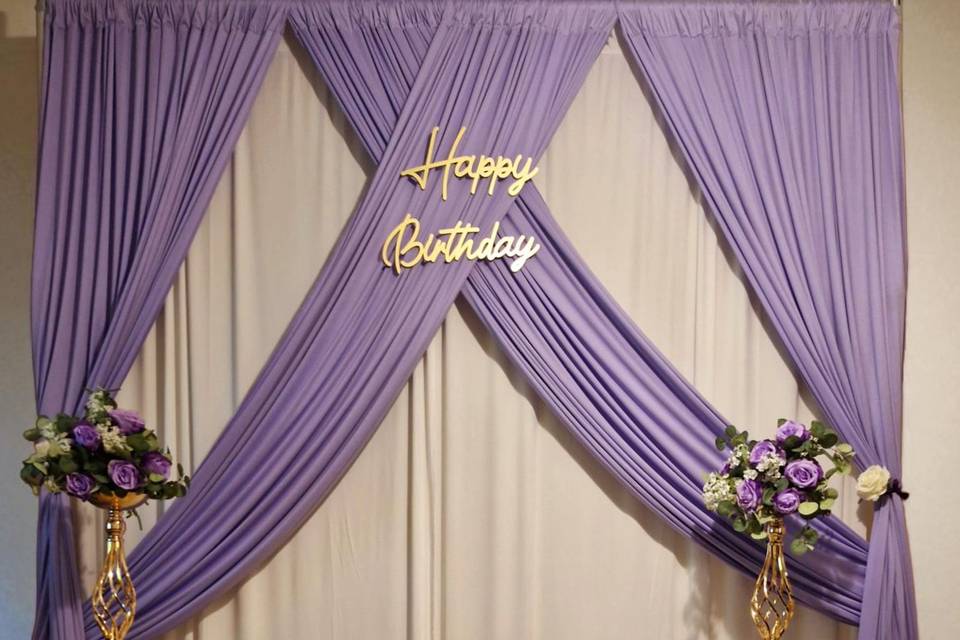 Purple and white backdrop