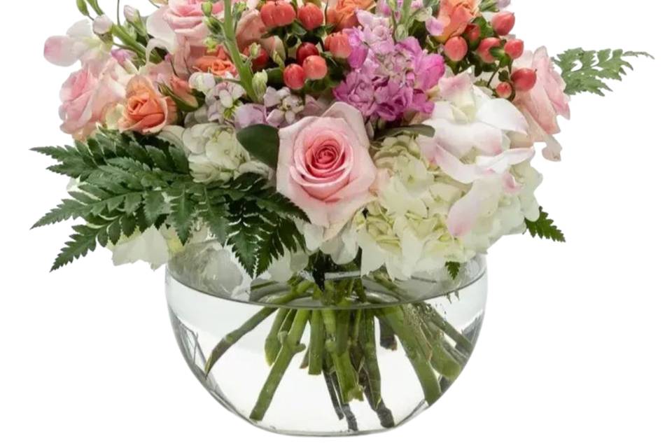 White fish bowl vase