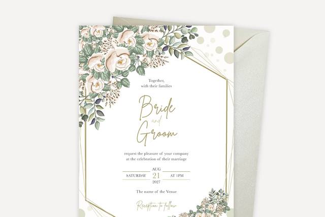 Floral Golden Wedding Invite